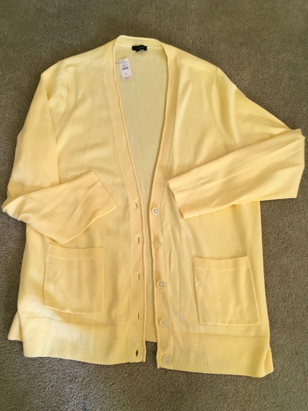 Talbots size xl yellow cotton/rayon cardigan sweater